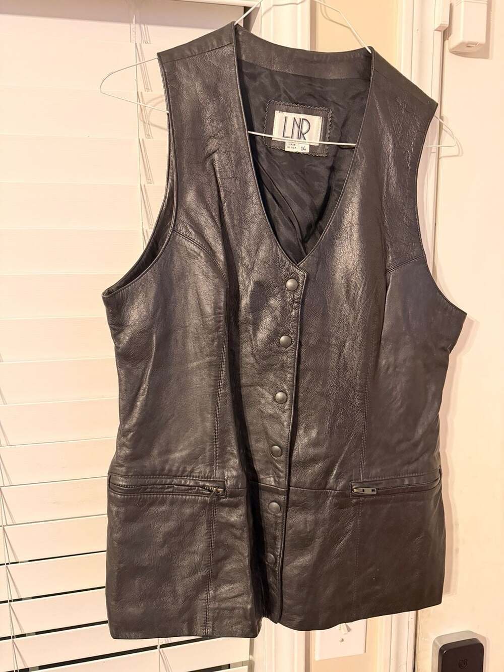 LNR La Nouvelle Renaissance Women's Black Leather Vest Size 14 Made In USA